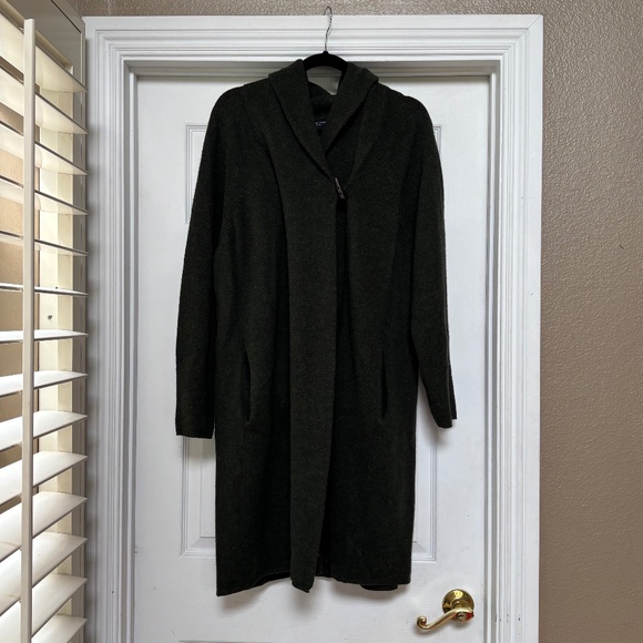 Adrienne Vittadini Olive Soft Wool Blend Sweater Coat - Picture 1 of 7